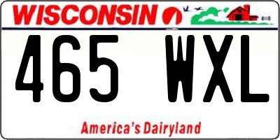 WI license plate 465WXL