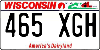 WI license plate 465XGH