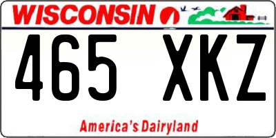 WI license plate 465XKZ
