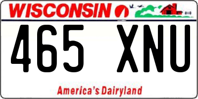 WI license plate 465XNU