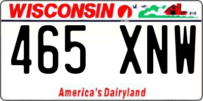 WI license plate 465XNW