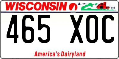WI license plate 465XOC