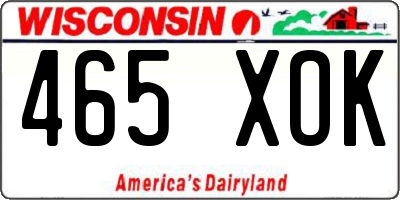 WI license plate 465XOK