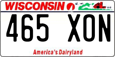 WI license plate 465XON