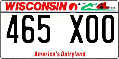 WI license plate 465XOO