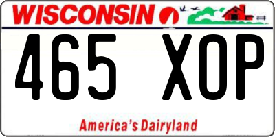 WI license plate 465XOP