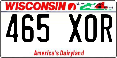 WI license plate 465XOR