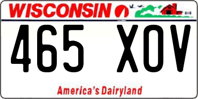 WI license plate 465XOV