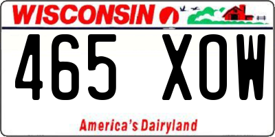 WI license plate 465XOW