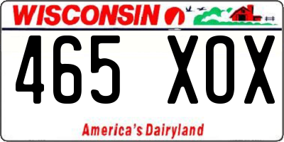 WI license plate 465XOX