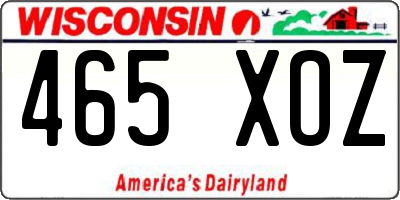 WI license plate 465XOZ