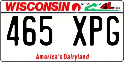 WI license plate 465XPG