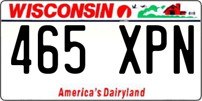 WI license plate 465XPN