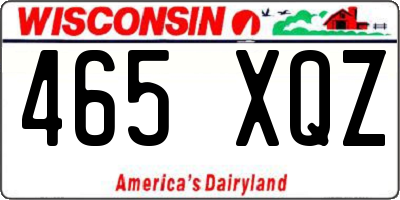 WI license plate 465XQZ