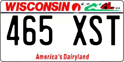 WI license plate 465XST