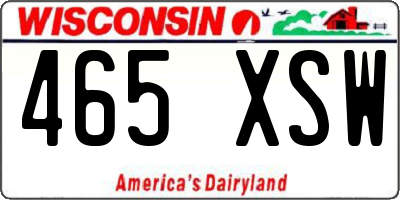 WI license plate 465XSW