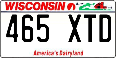 WI license plate 465XTD
