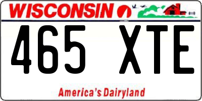WI license plate 465XTE