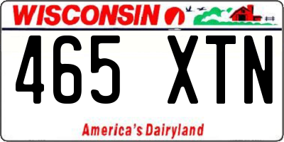WI license plate 465XTN