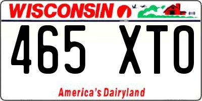 WI license plate 465XTO