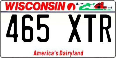WI license plate 465XTR