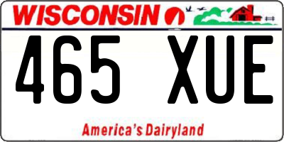 WI license plate 465XUE