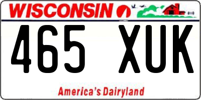 WI license plate 465XUK