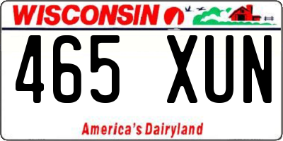 WI license plate 465XUN