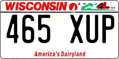 WI license plate 465XUP