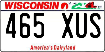 WI license plate 465XUS