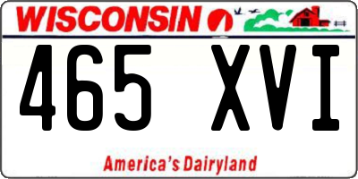 WI license plate 465XVI