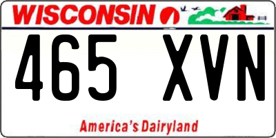 WI license plate 465XVN