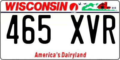 WI license plate 465XVR