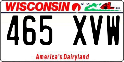 WI license plate 465XVW