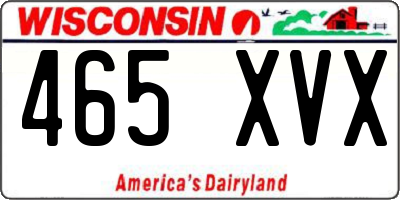 WI license plate 465XVX