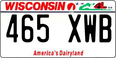 WI license plate 465XWB