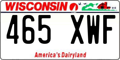 WI license plate 465XWF