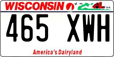 WI license plate 465XWH