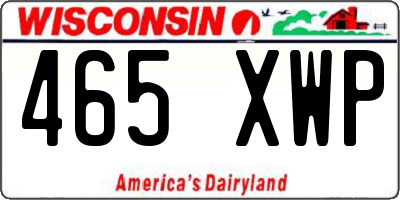 WI license plate 465XWP
