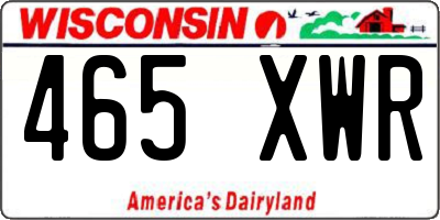 WI license plate 465XWR