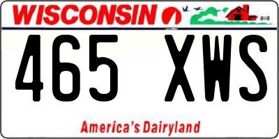 WI license plate 465XWS