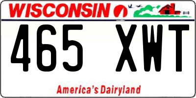 WI license plate 465XWT