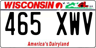 WI license plate 465XWV