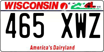 WI license plate 465XWZ