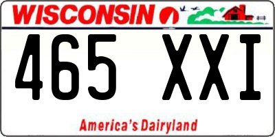 WI license plate 465XXI