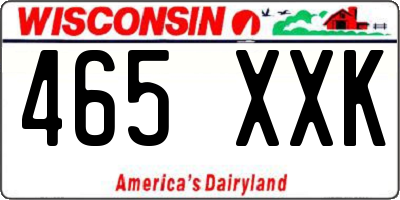 WI license plate 465XXK