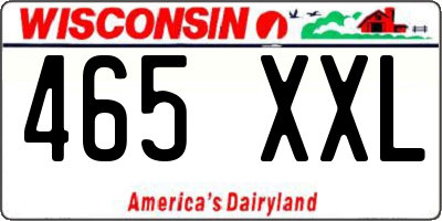 WI license plate 465XXL