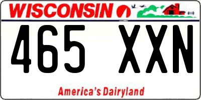 WI license plate 465XXN