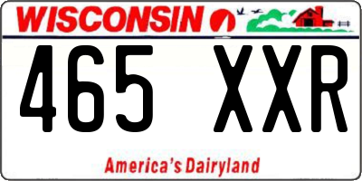 WI license plate 465XXR