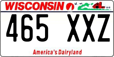 WI license plate 465XXZ